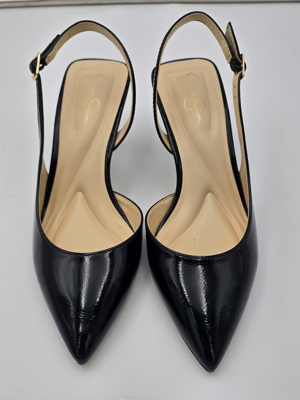 Jessica Simpson Black Patent Pointed Slingback Pumps